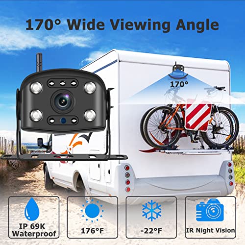 KOBANOICA Wireless Backup Camera for RV Truck Trailer Camper 5th Wheel Boat,Back Up Camera System with 7'' Monitor + Digital Signals Rear View Camera + Adapter for Furrion Pre-Wired RVs
