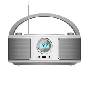 wiscent portable top loading cd player boombox with bluetooth,fm stereo radio,usb,aux,headphone jack,4w rms, ac/dc operated,programmable cd player