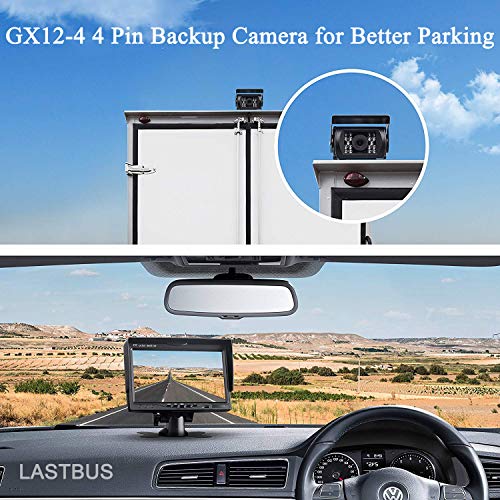 Backup Camera, Reversing Camera, Waterproof Night Vision Wide View Angle Rear View Camera with 4 Pin GX12-4 Connector for RV Camper Truck Trailer Bus Van