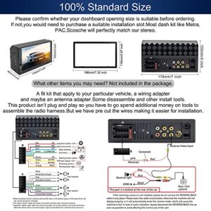 Double Din Car Stereo Radio Voice Control Apple Carplay & Android Auto,7In HD LCD Touch Screen Bluetooth 5.2,MP5 Player with MirrorLink,2.1A Charge/Backup Camera,USB/SD A/FM Audio Receiver,Subwoofer