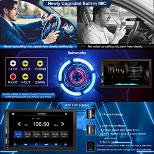 Double Din Car Stereo Radio Voice Control Apple Carplay & Android Auto,7In HD LCD Touch Screen Bluetooth 5.2,MP5 Player with MirrorLink,2.1A Charge/Backup Camera,USB/SD A/FM Audio Receiver,Subwoofer