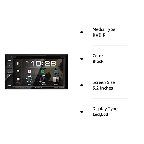 Kenwood DDX276BT 6.2 DVD Receiver with Bluetooth | Double DIN Bluetooth Car Stereo with 6.2 Clear Resistive Touch Panel