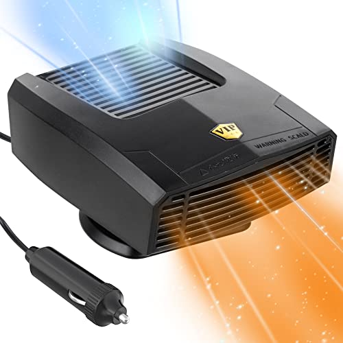 2022 Newest Car Heater,12V 150W Portable 2-in-1 Heating/Cooling Fan with Plug-in Cigarette Lighter Windshield Fast Heating Defrost Defogger 360° Rotary Base for Car Truck SUV RV Trailer