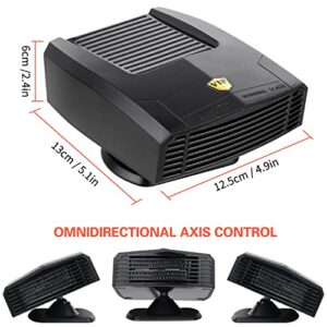 2022 Newest Car Heater,12V 150W Portable 2-in-1 Heating/Cooling Fan with Plug-in Cigarette Lighter Windshield Fast Heating Defrost Defogger 360° Rotary Base for Car Truck SUV RV Trailer
