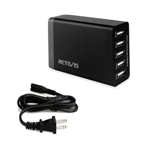 retevis 5-port usb wall charger radio charging station compatible with rt68 rb28 rt19 rt22p nr10 rt18 rt22s h777 rb89 rt86 rt45p rb29 baofeng cobra hyt walkie talkies and iphone (1 pack)