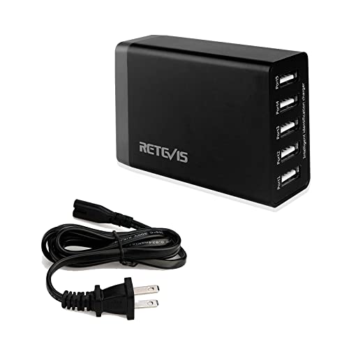 Retevis 5-Port USB Wall Charger Radio Charging Station Compatible with RT68 RB28 RT19 RT22P NR10 RT18 RT22S H777 RB89 RT86 RT45P RB29 Baofeng Cobra HYT Walkie Talkies and iPhone (1 Pack)