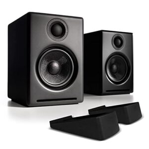 audioengine a2+ plus powered bluetooth speakers and ds1 desktop speaker stands bundle (black)
