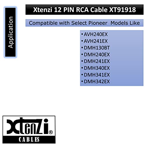 Xtenzi RCA Cord Assembly Harness Car Audio Video Compatible with Pioneer AVH240EX, AVH241EX, DMH130BT, DMH240EX, DMH241EX, DMH340EX, DMH341EX, DMH342EX