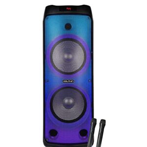 Dolphin SPF-1212R Powerful Sound & BASS 5100W | Portable Rechargeable Big Party Speaker | Dual 12", 3X 1 Tweeters | LED Party Lights, Handles and Wheels