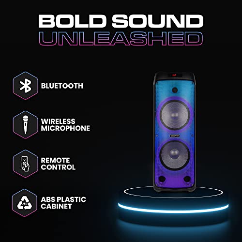 Dolphin SPF-1212R Powerful Sound & BASS 5100W | Portable Rechargeable Big Party Speaker | Dual 12", 3X 1 Tweeters | LED Party Lights, Handles and Wheels