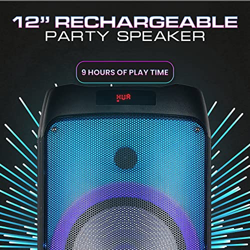 Dolphin SPF-1212R Powerful Sound & BASS 5100W | Portable Rechargeable Big Party Speaker | Dual 12", 3X 1 Tweeters | LED Party Lights, Handles and Wheels