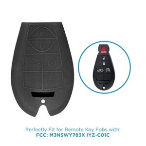 Keyless2Go Replacement for New Silicone Cover Protective Case for Select Dodge Chrysler Jeep Remote Key Fobiks - Black