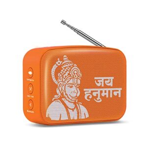 saregama carvaan mini hanuman – music player with bluetooth/fm/am/aux (devotional orange)