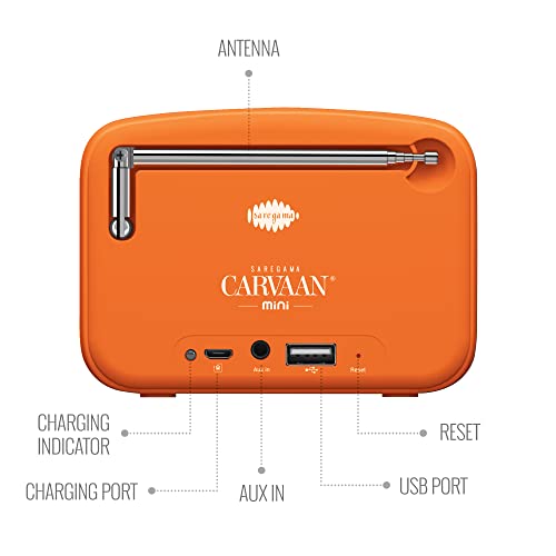 Saregama Carvaan Mini Hanuman - Music Player with Bluetooth/FM/AM/AUX (Devotional Orange)