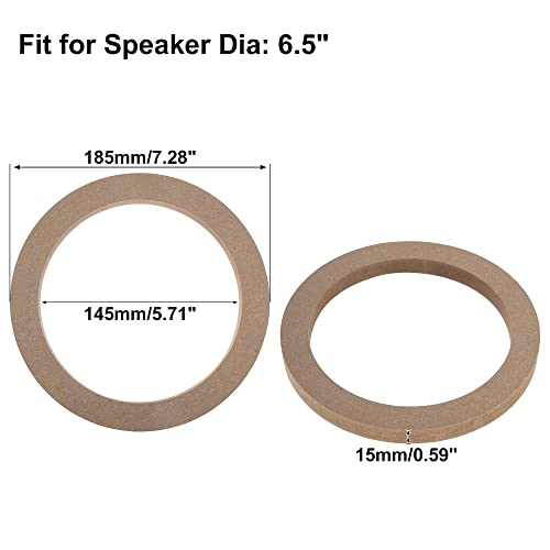 X AUTOHAUX 4 Pcs 6.5" Universal Wooden Car Speaker Subwoofer Mounting Spacer Rings Adapter Bracket Holder Plate