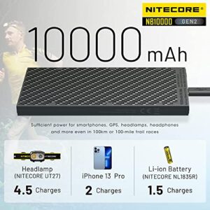 Nitecore NB10000 GEN2 Portable Charger 10000mAh Fast Charging Power Bank Battery Pack Dual-Output for Cell Phone Tag