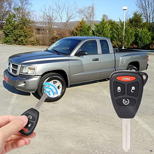 Flip Key Fob Blade Replacement Fit for Dodge Ram Dakota Charger Durango Magnum Jeep Grand Cherokee Commander Chrysler Aspen 300 2005 2006 2007 2008 2009, #KOBDT04A OHT692714AA, 4 Button Set 1