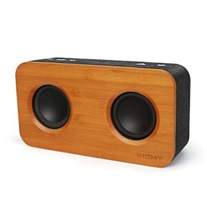 insmy retro bluetooth speaker, 20w portable wood home audio super bass stereo with subwoofer, bluetooth 5.0 24h playtime support tf card aux wireless bookshelf speaker for party (black)