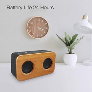 INSMY Retro Bluetooth Speaker, 20W Portable Wood Home Audio Super Bass Stereo with Subwoofer, Bluetooth 5.0 24H Playtime Support TF Card Aux Wireless Bookshelf Speaker for Party (Black)