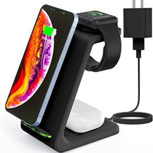 Wireless Charging Stand, 3 in 1 Wireless Charger Dock Station for Apple Watch 6 SE 5 4 3 2, Airpods 2/Pro, iPhone 13Pro Max/13 Pro/13/12/12PRO/11/11 Pro/X/Xr, Qi-Certified Phones