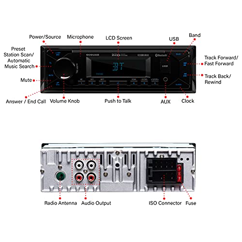 BOSS Audio Systems 609UAB Multimedia Car Stereo - Single Din, Bluetooth Audio and Hands-Free Calling, Built-in Microphone, MP3 Player, No CD/DVD Player, USB Port, AUX Input, AM/FM Radio Receiver