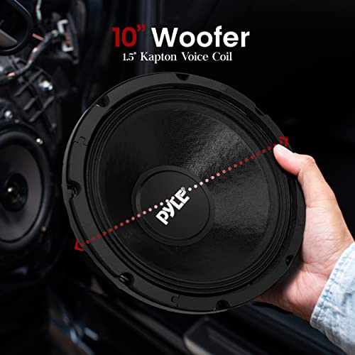 Pyle 10 Inch Car Midbass Woofer - 600 Watt High Powered Car Audio Sound Component Speaker System w/High-Temperature Kapton Voice Coil, 50Hz-5kHz Frequency, 89.2 dB, 8 Ohm, 50oz Magnet PPA10 Black