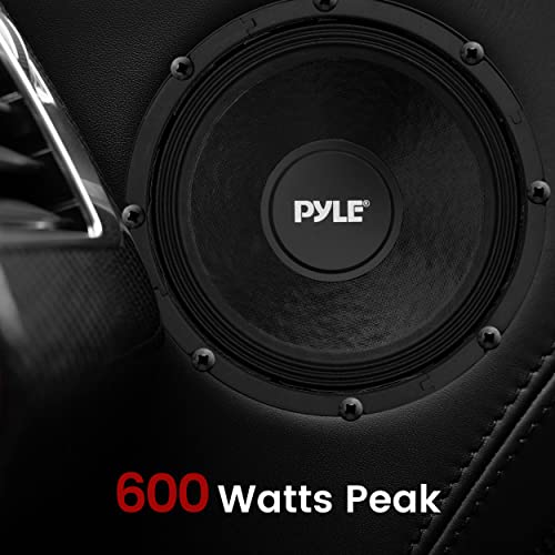 Pyle 10 Inch Car Midbass Woofer - 600 Watt High Powered Car Audio Sound Component Speaker System w/High-Temperature Kapton Voice Coil, 50Hz-5kHz Frequency, 89.2 dB, 8 Ohm, 50oz Magnet PPA10 Black