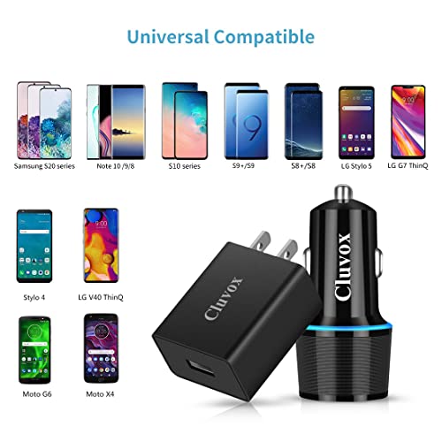 Fast Charger Kit, Compatible for LG Stylo 6/5/4, V60/50/V40/V35 ThinQ, V30/V20/G8 ThinQ/G7 ThinQ/G6, Rapid Wall Charger + Dual USB Car Charger, Quick Charge 3.0 Charger Set with 2 USB C Cords 3.3ft