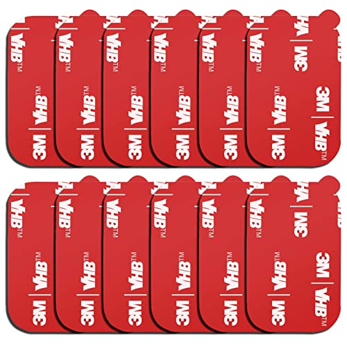 D.Sking 12 Pack Rectangle 3M Sticky Adhesive Replacement Kit, for Magnetic Car Dashboard Phone Mount Base Sticker Parts Double Side 3M VHB Tape Adhesive Pads (Red)