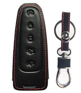 kawihen leather key fob case compatible with ford lincoln c-max edge escape expedition explorer flex focus taurus mks mkt mkx m3n5wy8609 7812a-5wy8609 164-r8092