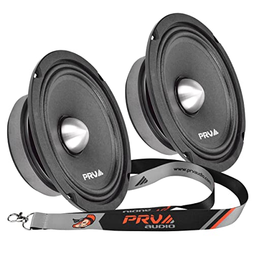 PRV AUDIO 2X 6MR250B-4 Slim Midrange 6.5" Shallow Bullet Speakers 250 Watts 4 Ohm, Slim Mount Car Audio Bullet Loudspeaker Compact for Doors with 1 Exclusive Lanyard (2 Speakers)