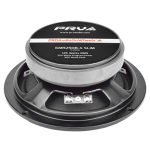 PRV AUDIO 2X 6MR250B-4 Slim Midrange 6.5" Shallow Bullet Speakers 250 Watts 4 Ohm, Slim Mount Car Audio Bullet Loudspeaker Compact for Doors with 1 Exclusive Lanyard (2 Speakers)