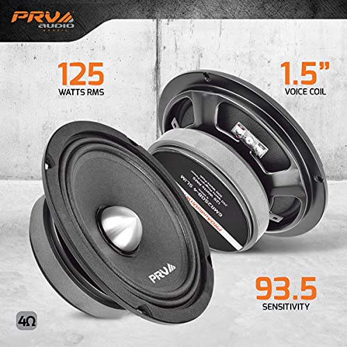 PRV AUDIO 2X 6MR250B-4 Slim Midrange 6.5" Shallow Bullet Speakers 250 Watts 4 Ohm, Slim Mount Car Audio Bullet Loudspeaker Compact for Doors with 1 Exclusive Lanyard (2 Speakers)