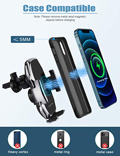 Wireless Car Charger,10W Qi Fast Charging Auto-Clamping Car Phone Mount Air Vent Phone Holder Compatible with iPhone 13/12/12Pro/SE/11/11Pro/11ProMax/XSMax/XS/XR,Samsung S10/S9/S8/Note10