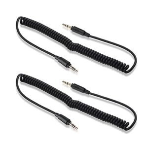 cable matters 2-pack coiled 3.5mm male to male stereo audio cable – stretches from 2 to 4 feet