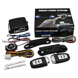 3T6B Passive Keyless Entry Car Alarm System PKE Engine Starter Push Button Vehicles Start/Stop Kit Safe Lock with 2 Smart Key (Upgrade)