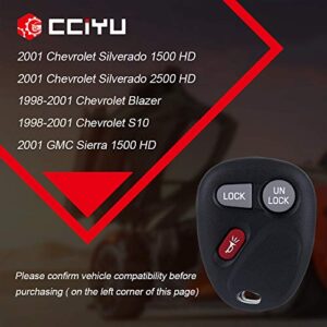 cciyu 1X Remote Start Car Auto Key Fob 3 Buttons Replacement Key Keyless Entry Replacement for C hevy Blazer S10 Silverado 1500 1500 HD 15732803