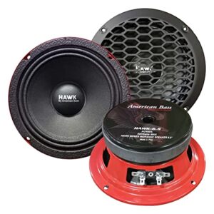 american bass usa bass hawk65 6.5” midrange midbass car speaker with grill, 500w, 4 ohm