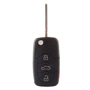 ROADFAR 4 Buttons Keyless Entry Remote Flip Key Fob Shell CASE Uncut Replacement fit for Audi A6 2002-2011 2007-2012 for Audi A4 for Audi A4 Quattro 2006-2012 Pack of 1 4D0837231P-1