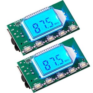 2 pieces digital fm transmitter module stereo fm transmitter dsp pll 76.0-108.0mhz stereo frequency modulation with lcd display line/usb/mic input, dc 3.0v – 5.0v