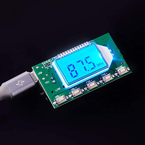 2 Pieces Digital FM Transmitter Module Stereo FM Transmitter DSP PLL 76.0-108.0MHz Stereo Frequency Modulation with LCD Display Line/USB/Mic Input, DC 3.0V - 5.0V