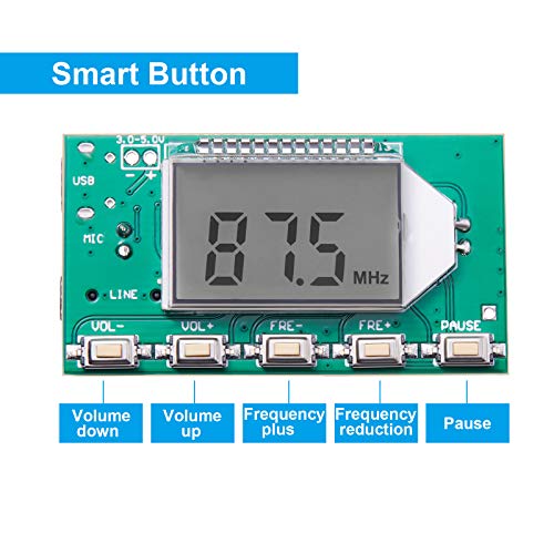 2 Pieces Digital FM Transmitter Module Stereo FM Transmitter DSP PLL 76.0-108.0MHz Stereo Frequency Modulation with LCD Display Line/USB/Mic Input, DC 3.0V - 5.0V