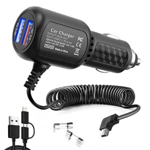 dash cam charger,2023 upgraded mini usb car charger with dual usb port compatible with, rexing, byakov, akaso, crosstour, trekpow, pruveeo, oldshark, garmin and most other dash cam