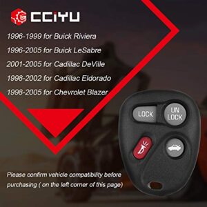cciyu 2X Replacement Key Shell Case 4 Buttons Key Fob Replacement for 96 97 98 99 00 01 02 03 04 05 06 07 for Cadillac for GMC for Chevy for Buick KOBLEAR1XT