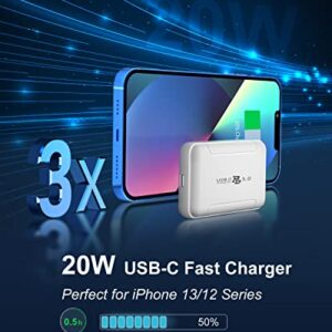 USB C Wall Charger Flat, OKRAY 3-Pack 20W Type C Fast Charger with Foldable Plug, Extra-Slim USB-C Power Adapter Fast Charging Block Compatible iPhone 14/13/12 ProMax/11/XR/XS/X/8/7 Plus iWatch 8/7/SE