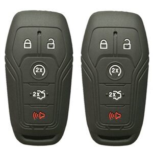 alegender qty(2) silicone smart key fob cover case protector jacket accessories for 2016 2017 ford fusion mustang f150 lincoln mkz mkc mkx keyless entry smart remote 5 buttons