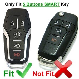 Alegender Qty(2) Silicone Smart Key Fob Cover Case Protector Jacket Accessories for 2016 2017 Ford Fusion Mustang F150 Lincoln MKZ MKC MKX Keyless Entry Smart Remote 5 Buttons