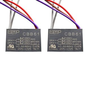 hqrp 2-pack ceiling fan capacitor cbb61 4uf+5uf+5uf 5-wire