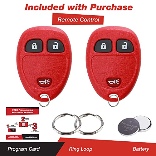 2X Keyless Entry Remote Red Key Fob for Buick Chevrolet Pontiac Saturn (15777636, KOBGT04A)