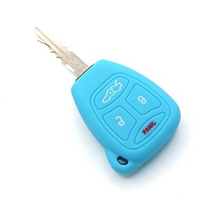 silicone keycover jb for 4 button keys keycover etui flip key protective cover remote entry fob case (lightblue)